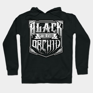 Black orchid tattoo block logo Hoodie